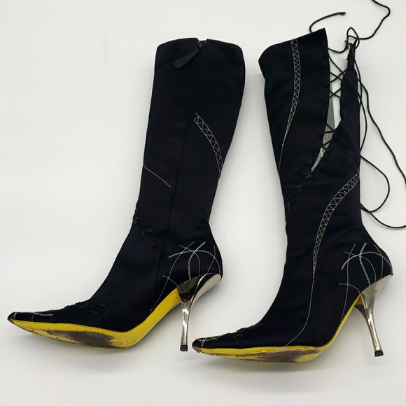 GIUSEPPE ZANOTTI SIZE 39 COLOR BLACK SILK FABRIC 100% AUTHENTIC USED ITEM - Picture 1 of 10